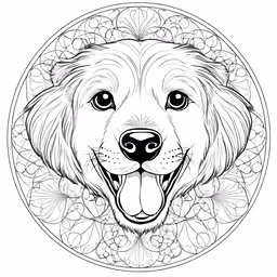 a dog with flowers around him