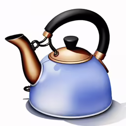 a kettle with a handle and a black tip