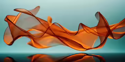 orange smoke is floating in the air on a blue background