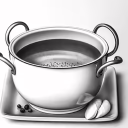 black and white photograph of an empty pot