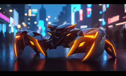 an image of a futuristic vehicle in the city