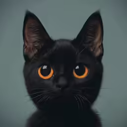 a close up of an odd looking black cat