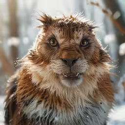 a close up view of a furry animal