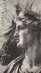 a girl in the midst of bubbles is blowing hair