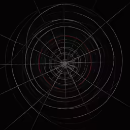 a dark space with circles and stars in the middle