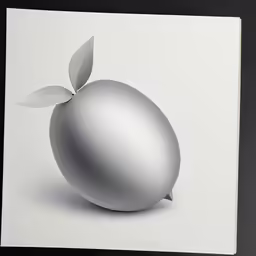 an apple with leaves on the top