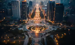 view from the top of a building looking down at a city