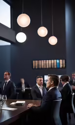 business people sit at table in a meeting room
