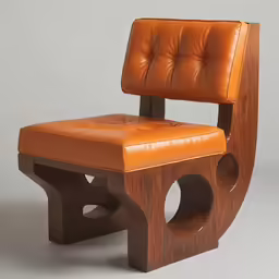 a small brown chair with an open seat