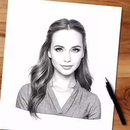 the pencil drawing of the actress and singer, lily