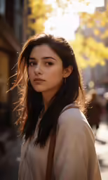 a close up of a person on a street