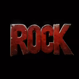 the logo of rock on a black background