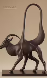 an animal with an attached tail on a brown background