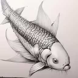a drawing of a large fish