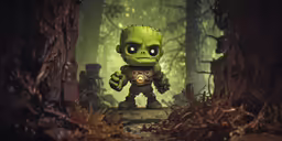 a very cute little green creature in the middle of a forest