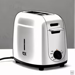 an illustration of a white toaster on a table