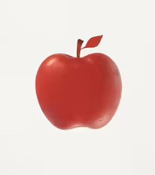 an apple with a red stem and some leaves