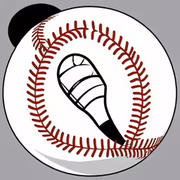 a baseball with a bat drawn inside the ball