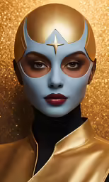 an avatar styled female is standing with her eyes wide open