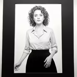 a portrait is shown in black and white with the frame holding up the image