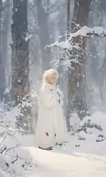 a woman wearing a coat in the snow