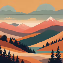 an abstract landscape with a mountain range in the background,mountains painted with acrylic paints and ink on paper