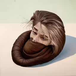 a girl with a brown braid and a big sad face