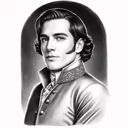 a drawing of a man in a coat