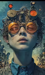 a man wearing some very strange looking glasses