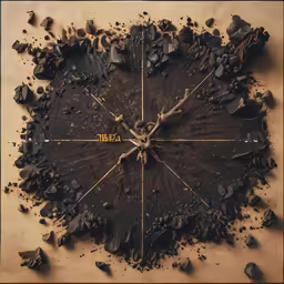 an artistic clock that has been made out of a leaf