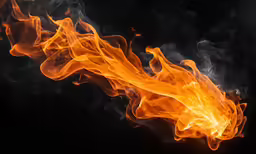 flames blazing in the air on a black background