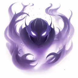 a purple image of an object with white and black swirled shapes