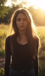a beautiful young lady posing in the sun