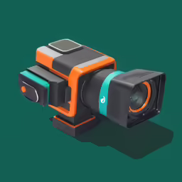 a camera and some remote controls on a green surface
