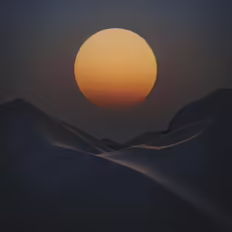 a sun setting in the background above some mountains