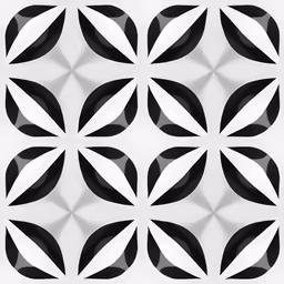 black and white circular design with some white