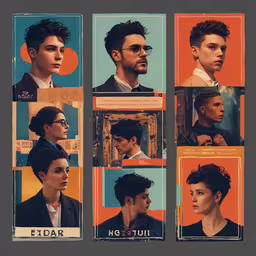 a series of six photographs of the same person,several different pictures of people and their faces