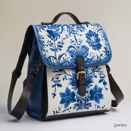the backpack is sitting on a table with straps
