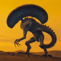 a creature standing on a rocky surface with its arms outstretched
