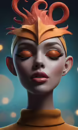 a person with a weird hair and orange eyes