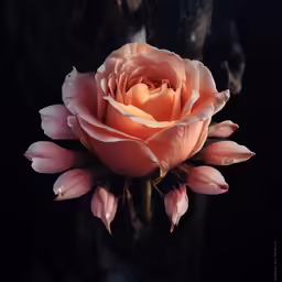 this is an image of a flower blooming on black background