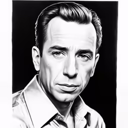 a black and white portrait of a man