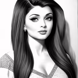 a woman with long hair and a pair of earrings