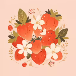 an image of fruit with flowers on the center