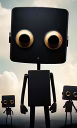 an image of a black robot with eyes