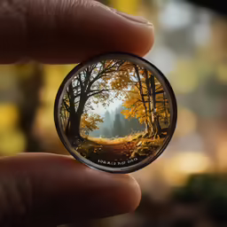 a photo being held upside down on a blurry image