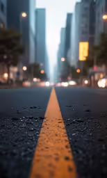 the yellow line is the color of the street in this city