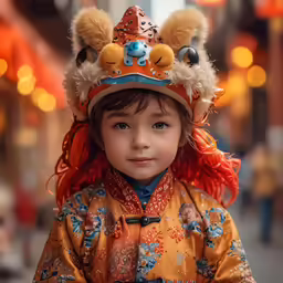 a girl wearing a hat with furry hair