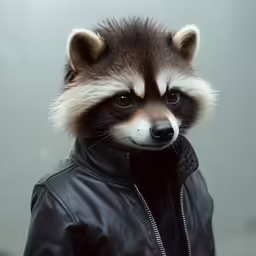 the raccoon was dressed up like a human