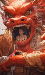 a dragon with its mouth open and teeth wide